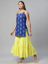 Women's Royal Blue Pure Cotton Printed Sharara Set-AHTUSH-COMBO-529